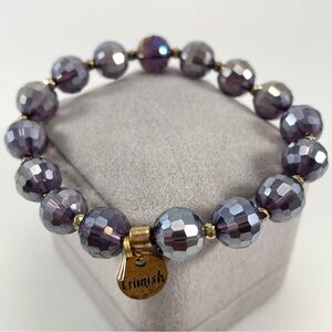 Beautiful Erimish Silver Purple AB Multifaceted Disco Beaded Stretch Bracelet